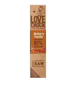 Chocolade-bar mulberry vanilla van Lovechock, 12 x 40 gram. Raw